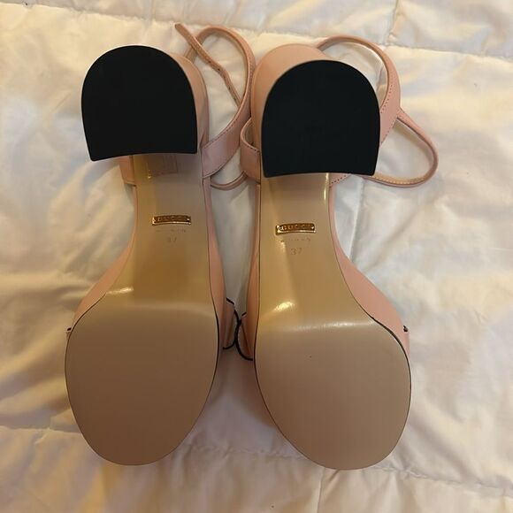 Gucci Marmont Pink Leather Gg Ankle Strap Block Heel, EU37/US 7, NWT Authentic - Picture 9 of 14